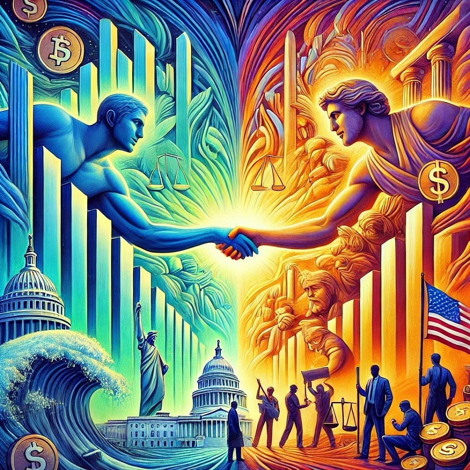 image representing the erosion of the balance of power between private capital and public governance