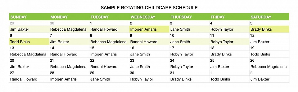 Rotational Childcare Schedule, Finding Camelot